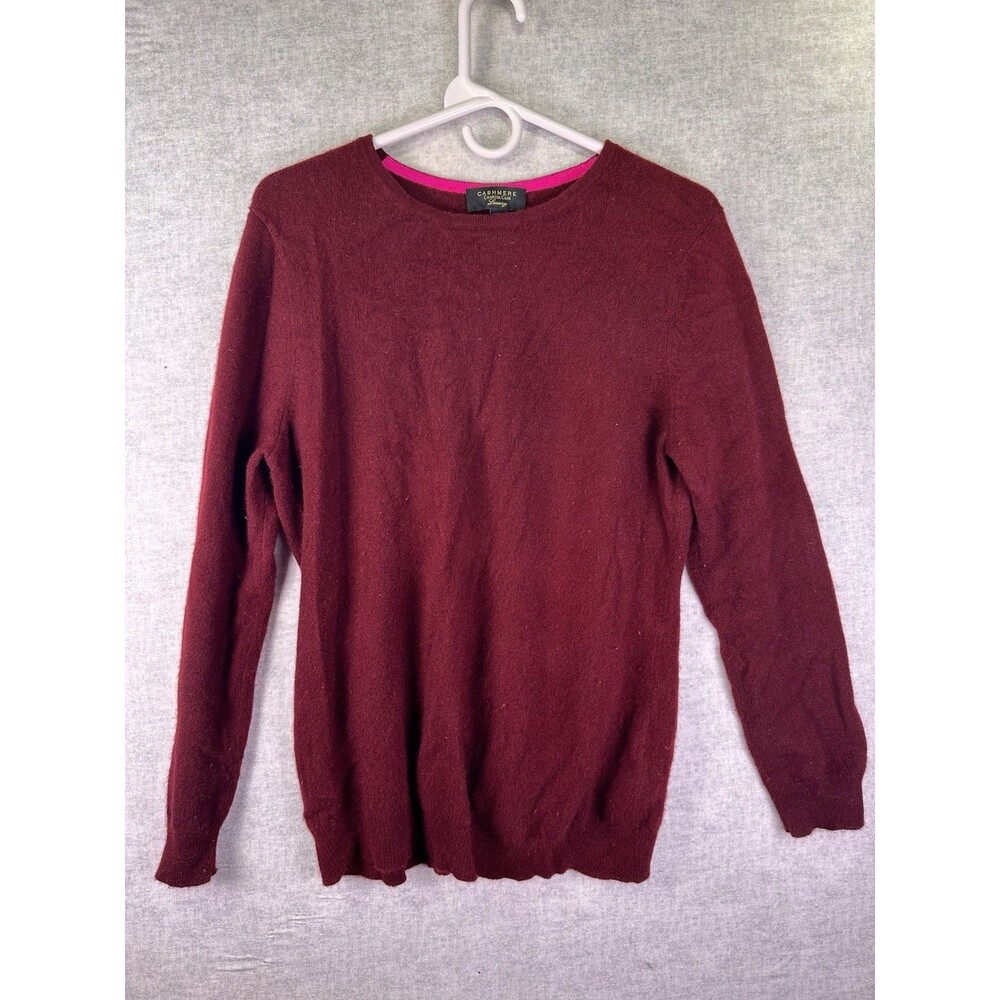 Charter Club Cashmere Crewneck Sweater Women XL Red Quiet Luxury Minimalistic